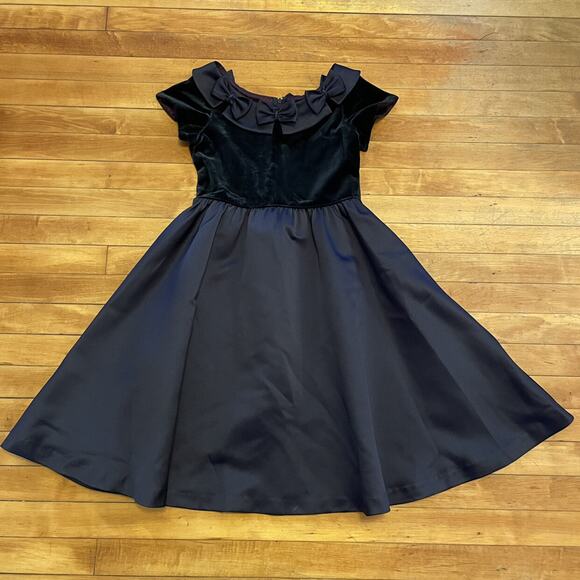 Vintage Sylvia Whyte Navy Velvet Dress - Picture 1 of 7